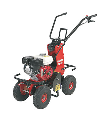 Canon turf cutter for precision turf removal and landscaping